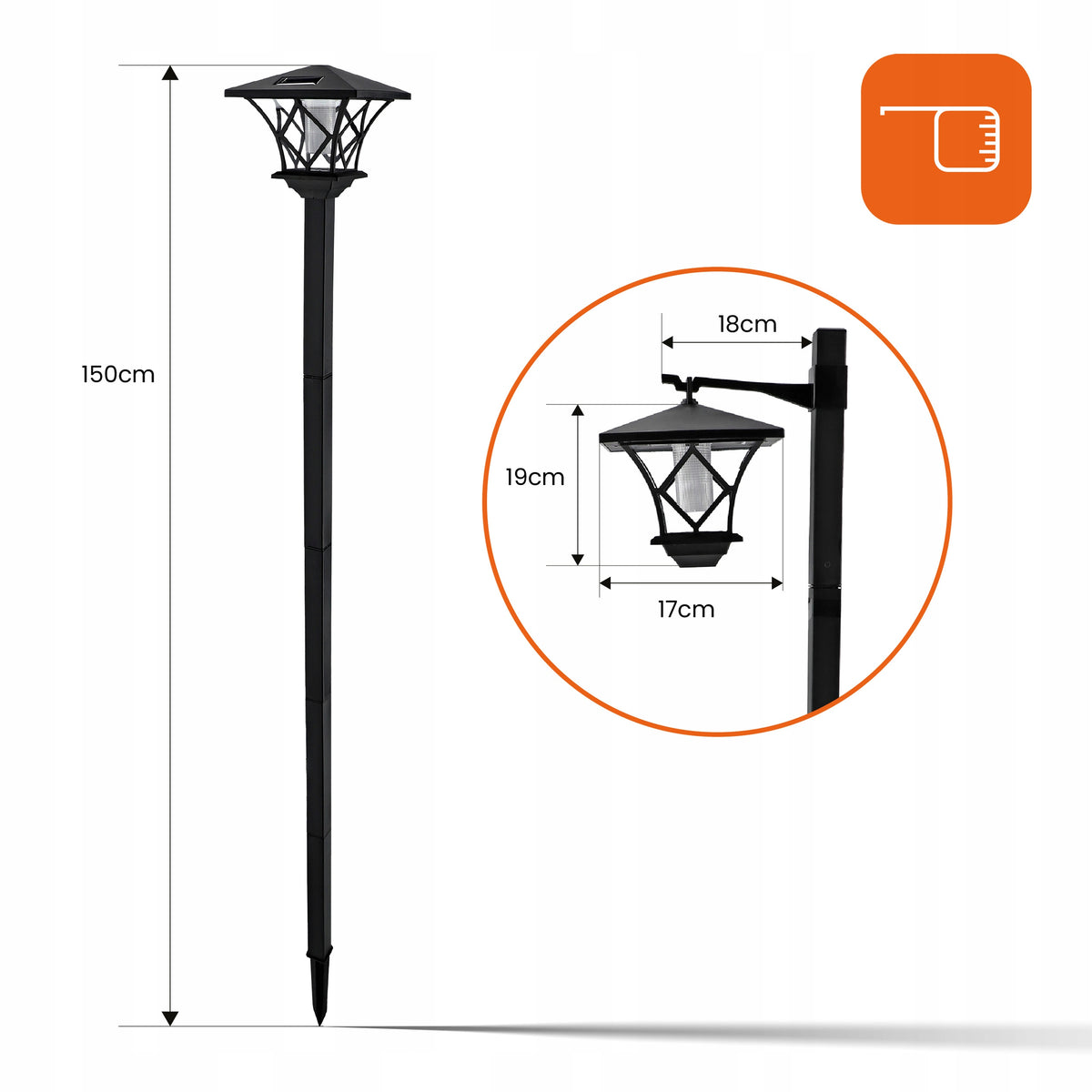 LED solární zápichové svítidlo 1,5 m
