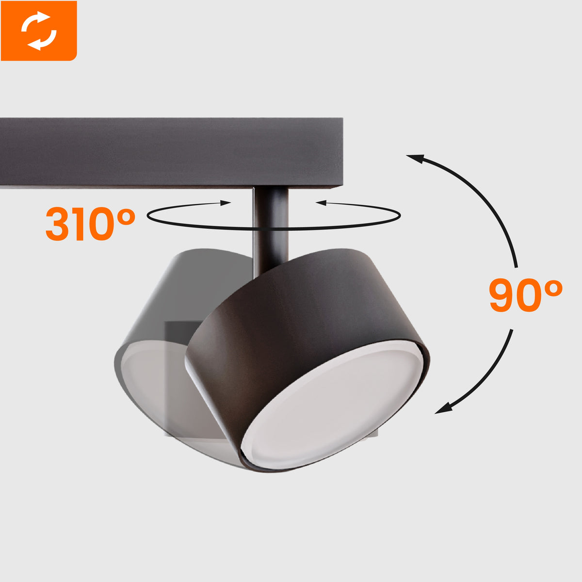 Černé přisazené bodové svítidlo GX53 60 cm, nastavitelné