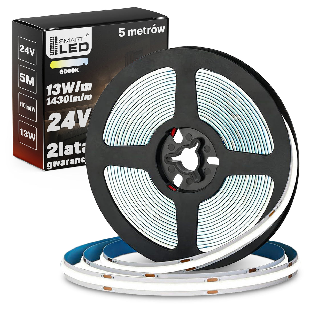 LED pásek 24 V, 65 W, 7150 lm, 5 m – studená bílá