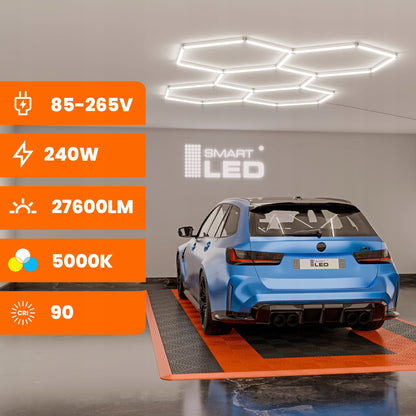 LED HEXAGON osvětlení do garáže 240 W, stmívatelné