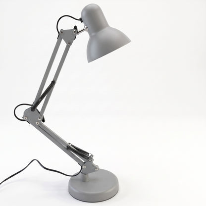 Šedá stolní lampa E27, nastavitelná, s klipsem
