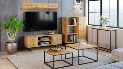 TV stolek FOCUS 155 cm – dub Craft zlatý, loftový styl