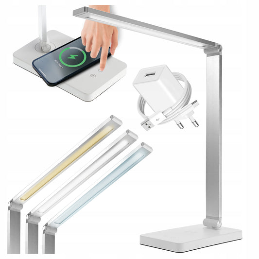 LED stolní lampa, s bezdrátovým nabíjením, s dotykovým ovládáním, nastavitelná