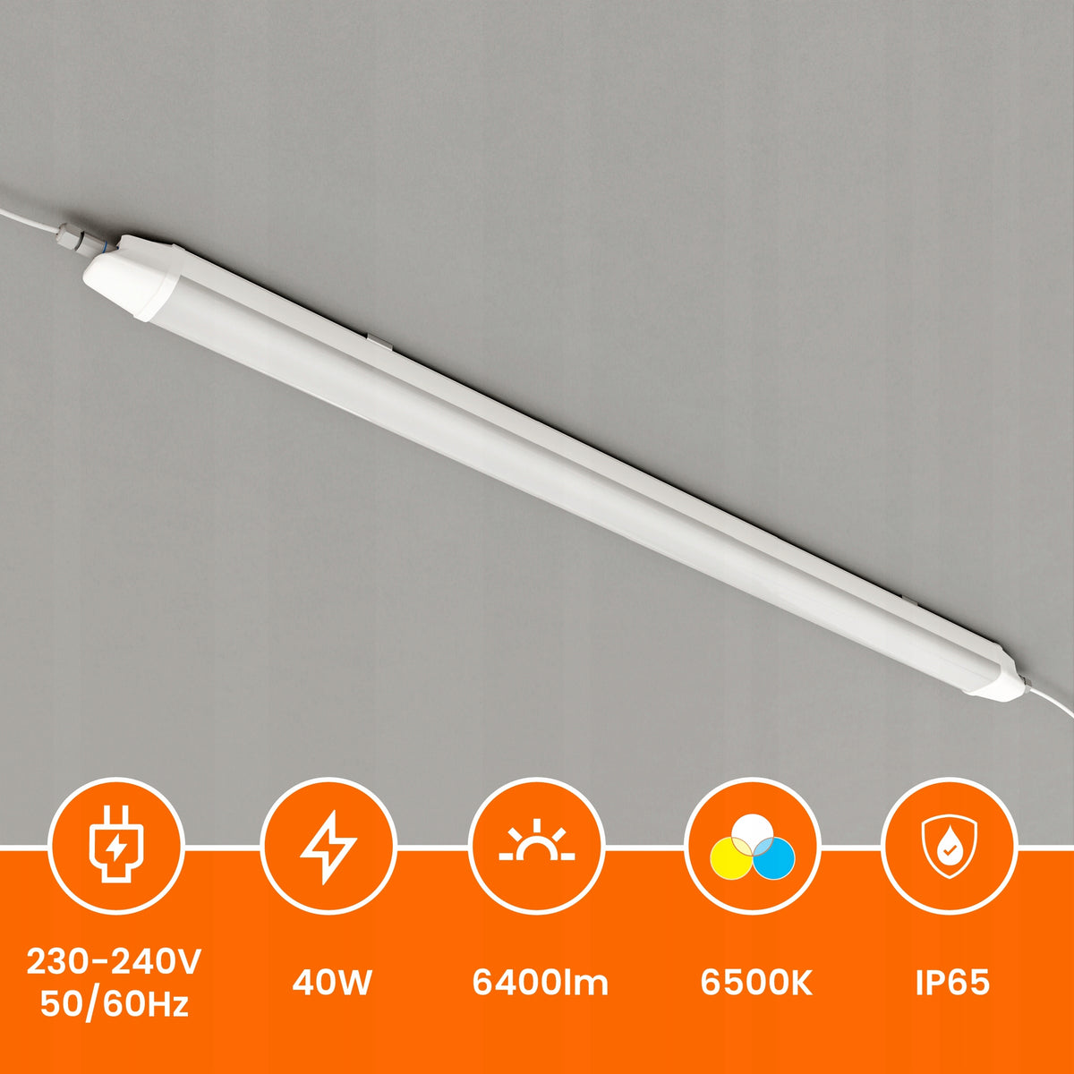 Prachotěsné LED svítidlo 40 W, 6400 lm, 120 cm