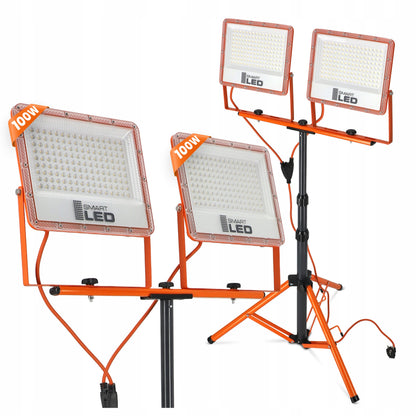 LED pracovní reflektor na stativu 2 × 100 W, 22 000 lm, neutrální bílá 4500 K, IP65
