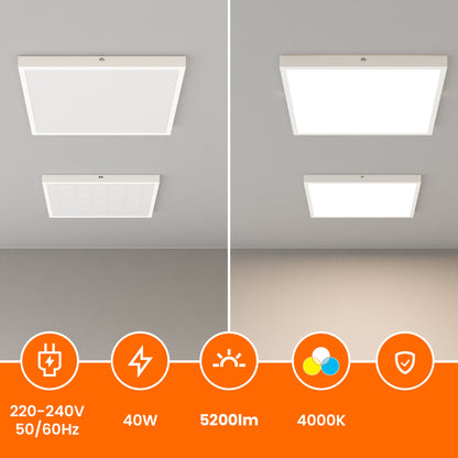 Přisazený LED panel 40 W, 5200 lm, 60 × 60 cm