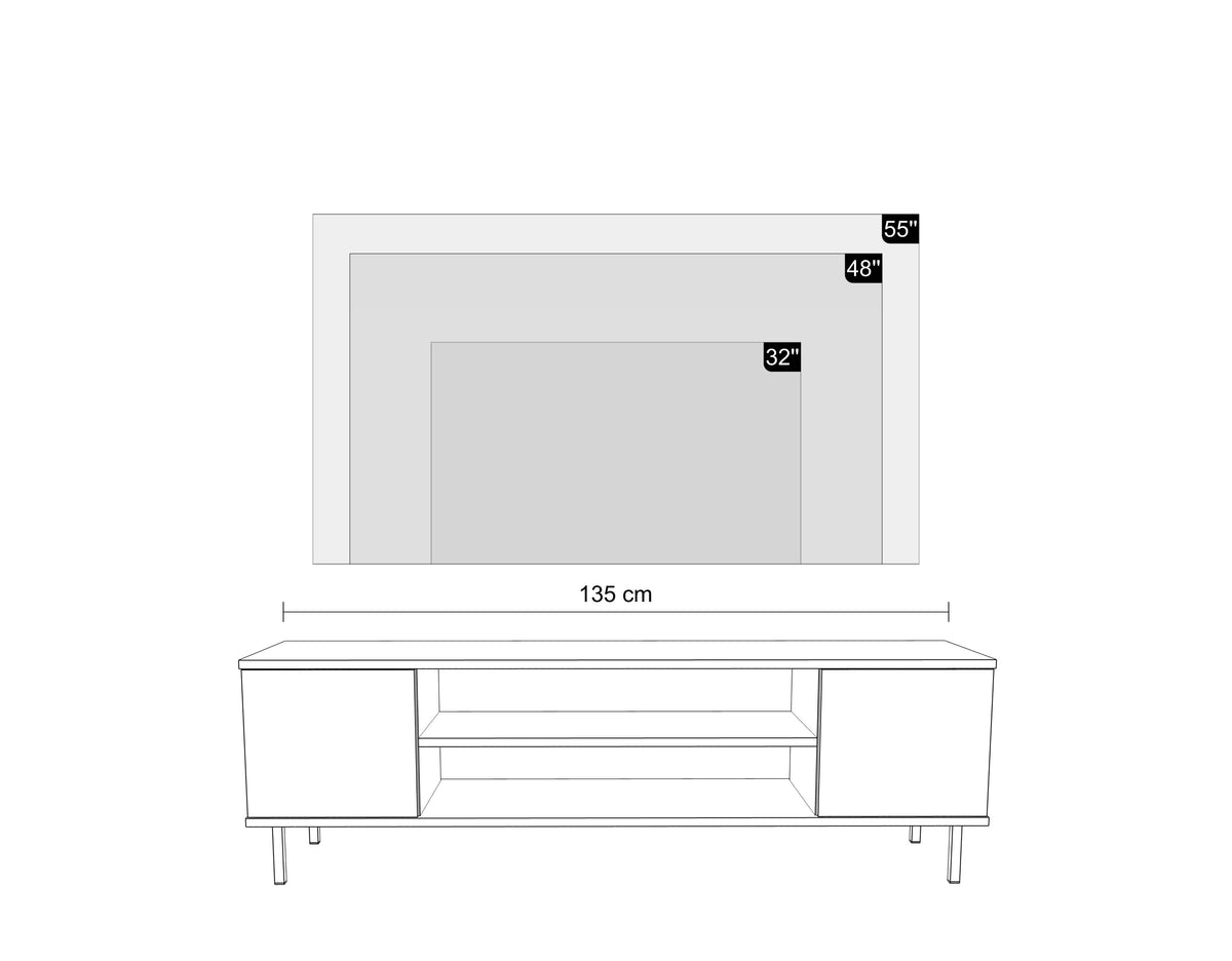 TV stolek FOCUS 135 cm – kašmír, zlaté nožky