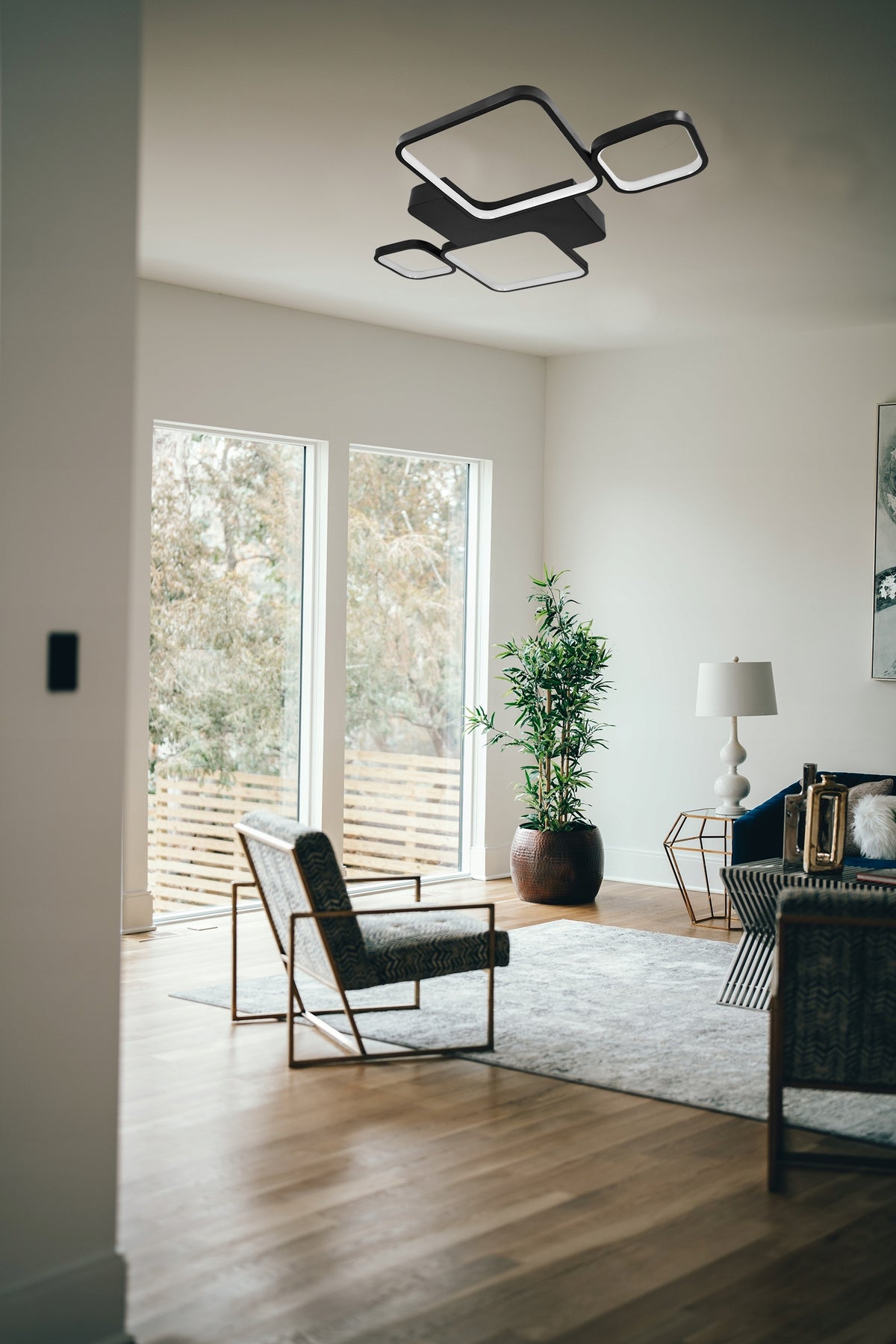 Černé LED stropní svítidlo 128 W, 3 režimy barvy světla