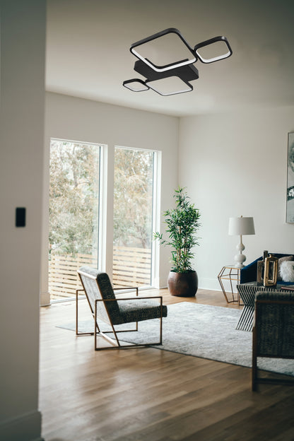 Černé LED stropní svítidlo 128 W, 3 režimy barvy světla