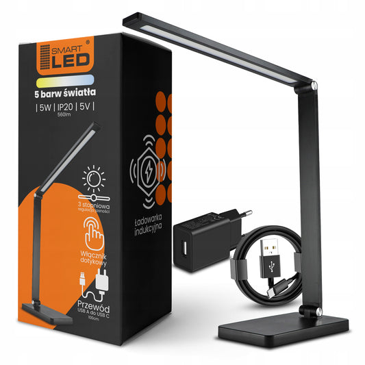 LED stolní lampa 7 W, s bezdrátovým nabíjením, s dotykovým ovládáním, CCT