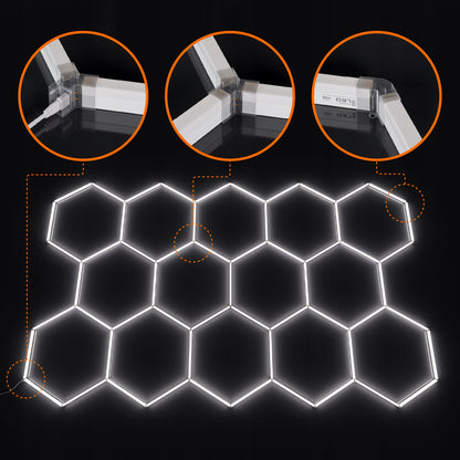 LED HEXAGON osvětlení do garáže 570 W, 522 × 298 cm, stmívatelné