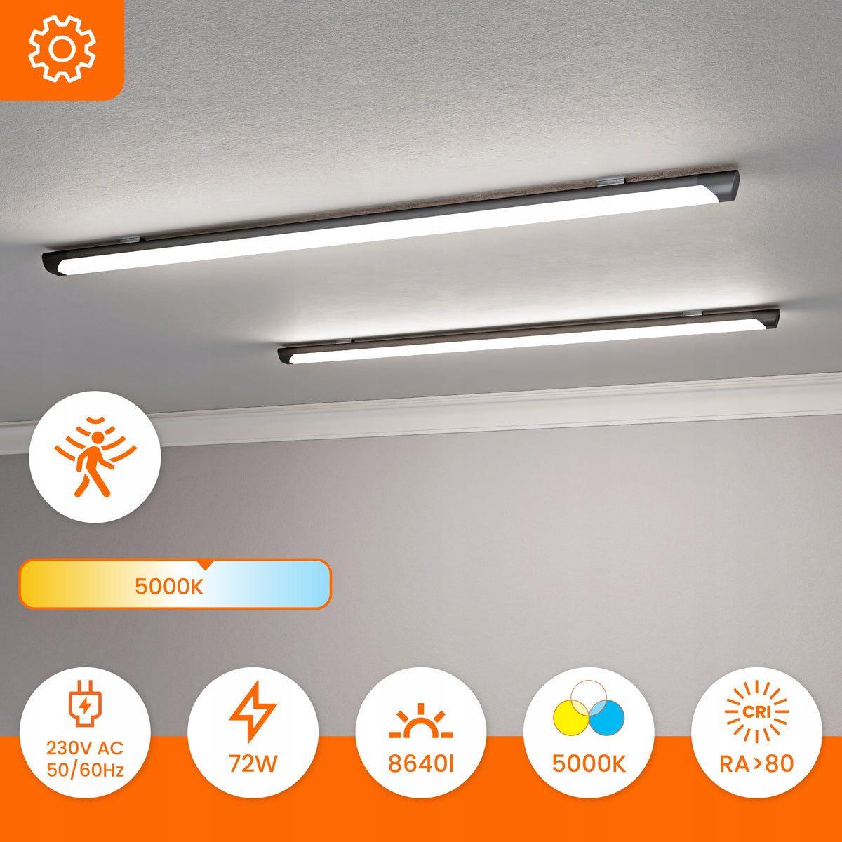 Prachotěsné LED svítidlo 72 W, 8640 lm, 120 cm