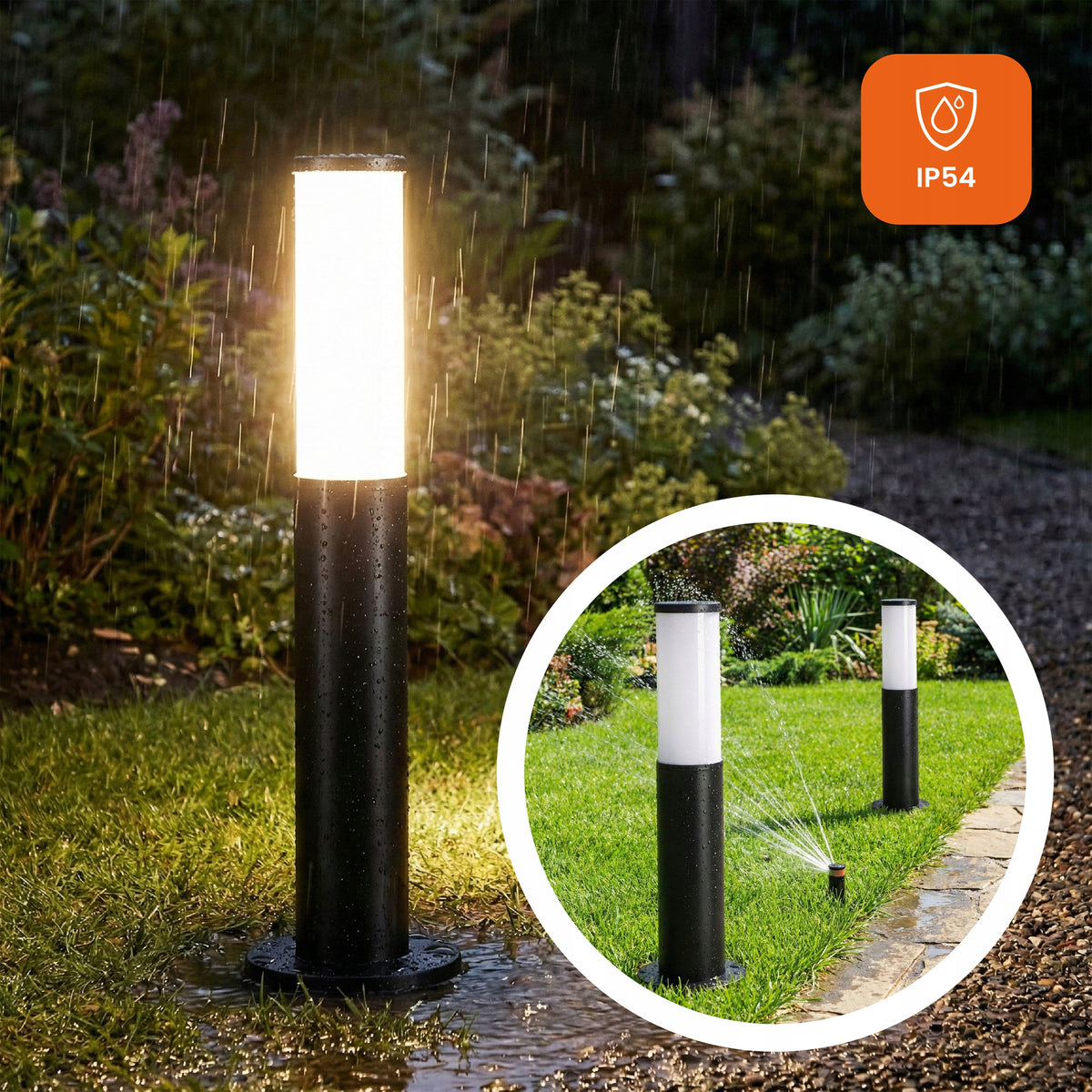 Černý venkovní osvětlovací sloupek E27 230 V, 65 cm, IP54