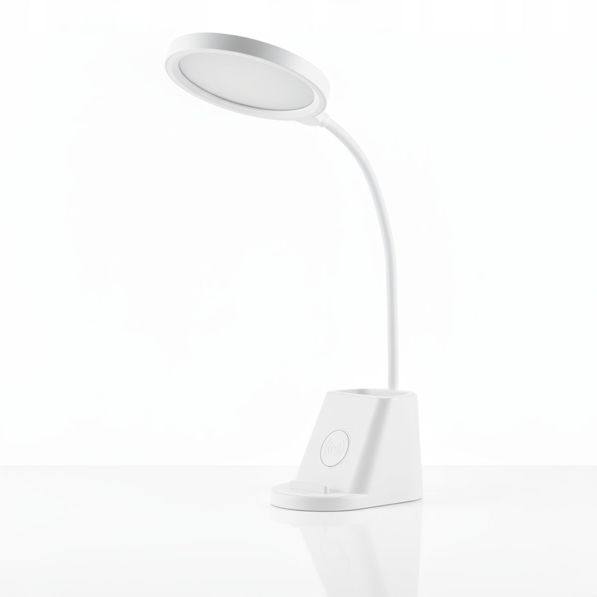 LED stolní lampa, s bezdrátovým nabíjením, s dotykovým ovládáním, nastavitelná, 3 režimy barvy světla, s organizérem