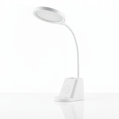LED stolní lampa, s bezdrátovým nabíjením, s dotykovým ovládáním, nastavitelná, 3 režimy barvy světla, s organizérem