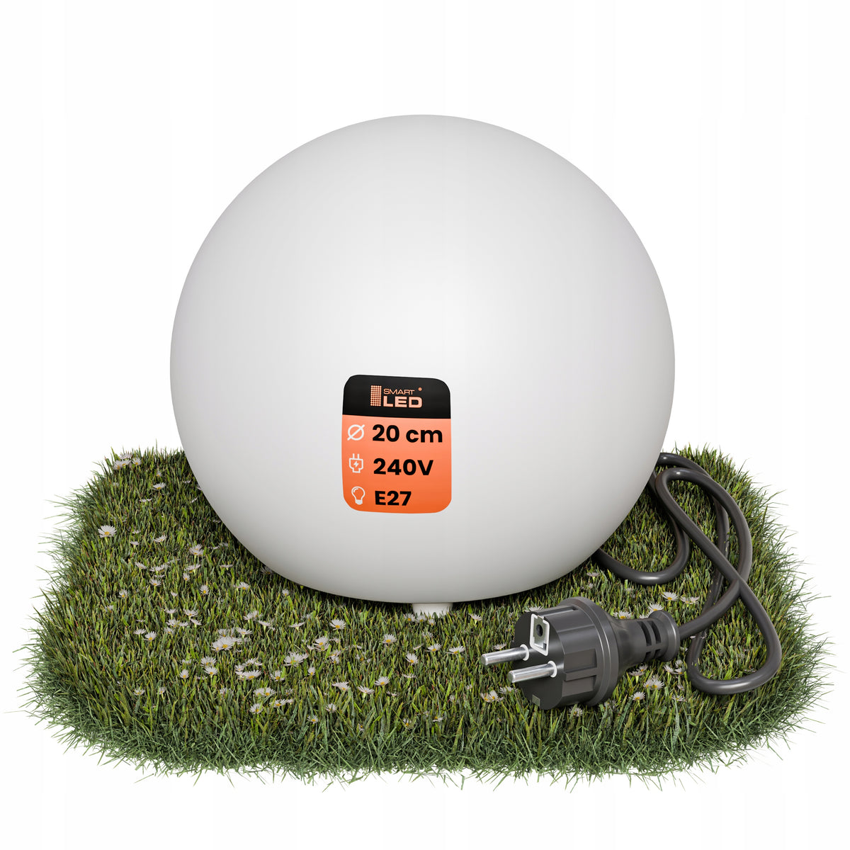 Bílé solární zápichové svítidlo E27 230 V, 20 cm, IP65