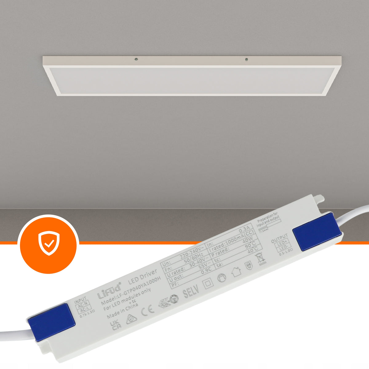 Stropní LED svítidlo 5600 lm, 30 × 120 cm