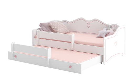 Dětská postel se dvěma lůžky EMMA 160 × 80 cm – růžová