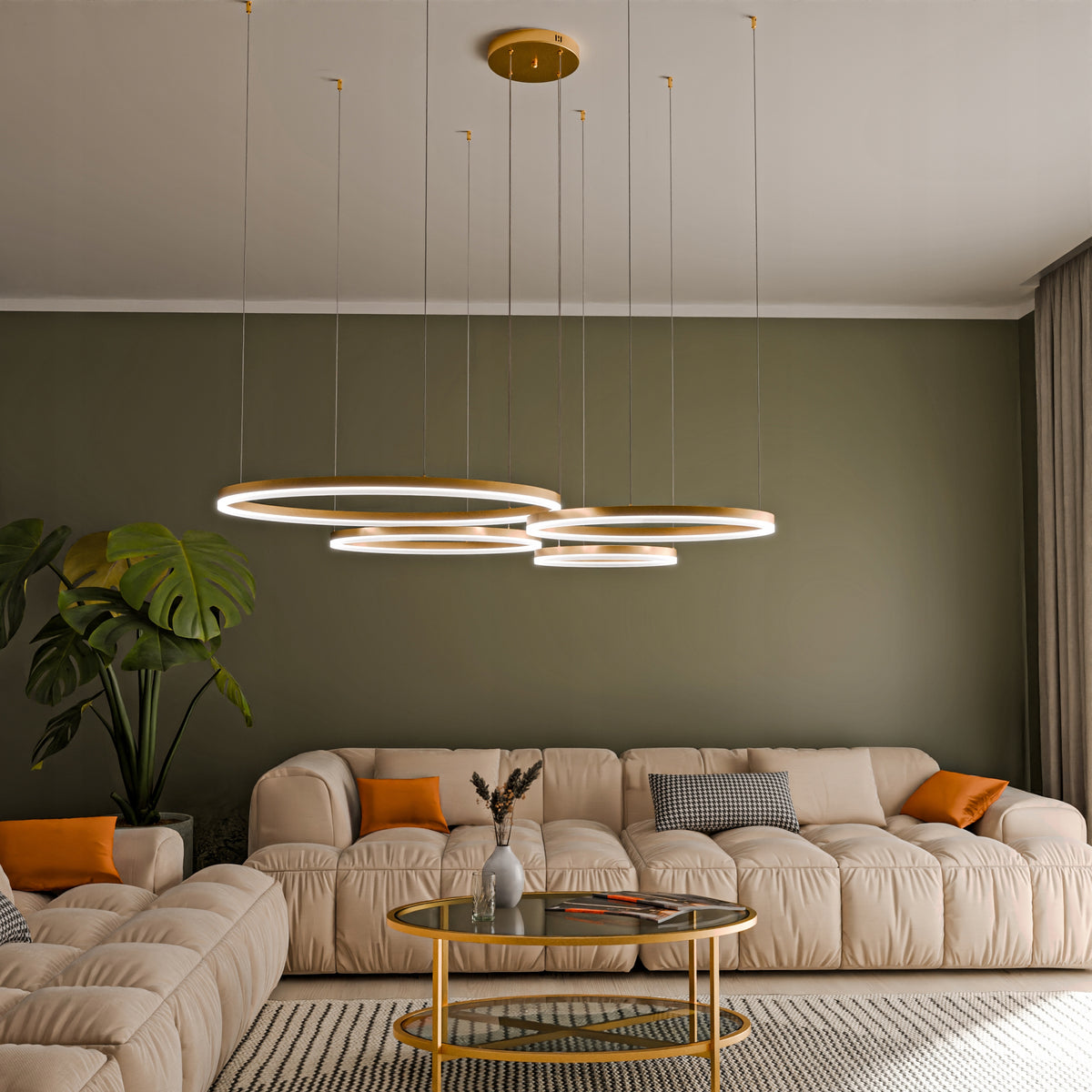 Zlaté LED závěsné svítidlo 272 W