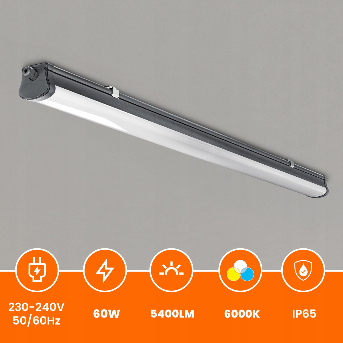 Prachotěsné LED svítidlo 60 W, 120 cm, IP65