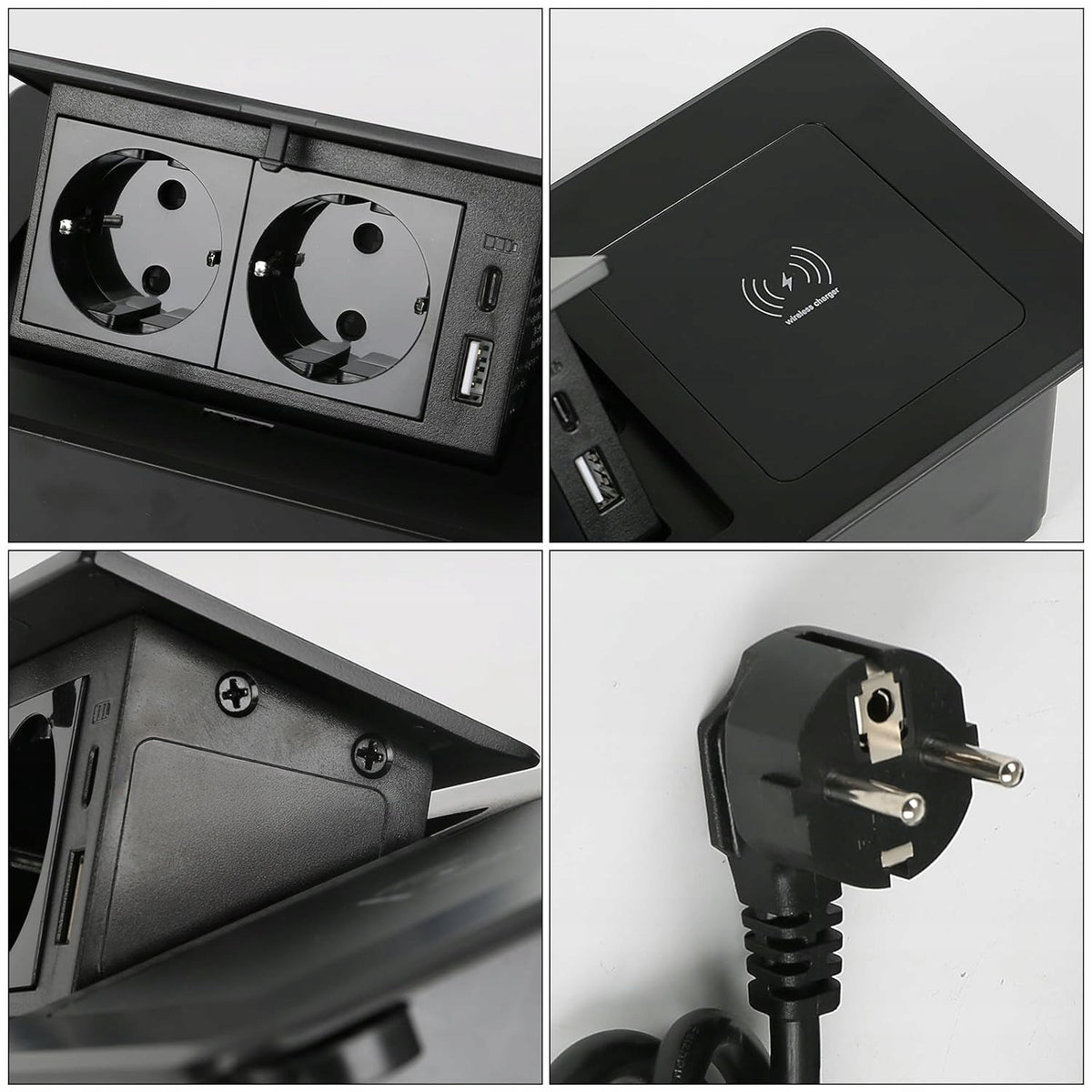 Zápustná stolní zásuvka 230 V, USB