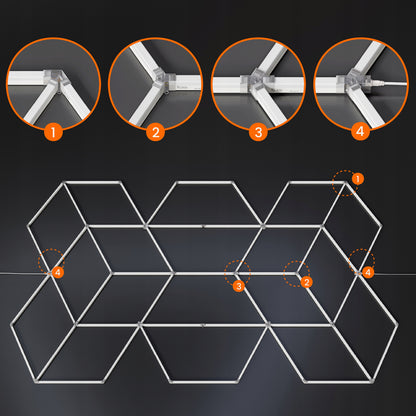 LED HEXAGON osvětlení do garáže 686 W, 482 × 279 cm