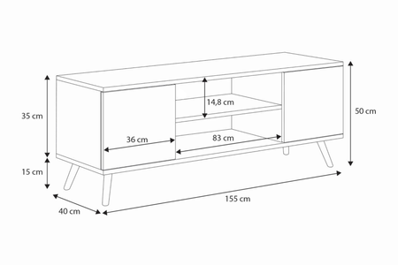 TV stolek FOCUS 155 cm – dub artisan / bílá