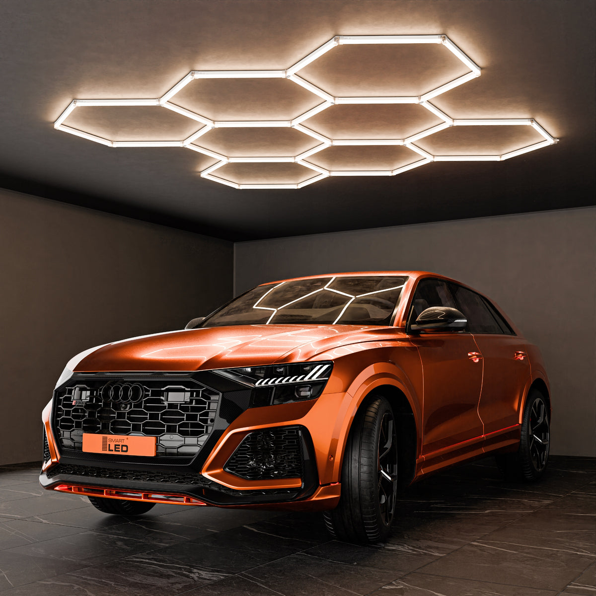 LED HEXAGON osvětlení do garáže 313 × 298 cm