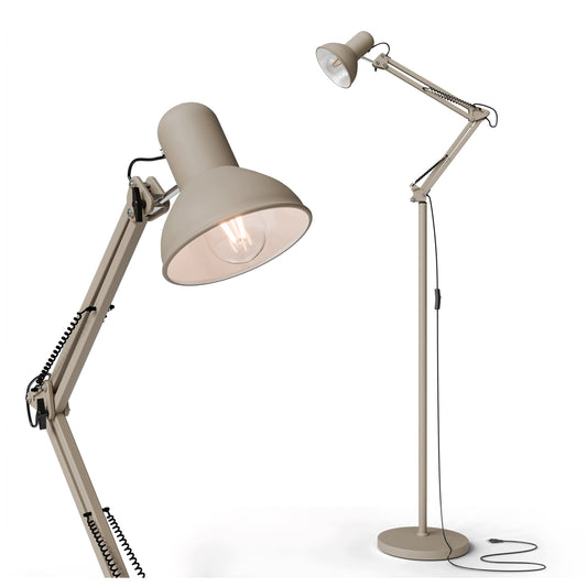 Béžová stojací lampa E27 190 cm, nastavitelná