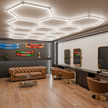 LED HEXAGON osvětlení do garáže 570 W, 522 × 298 cm, stmívatelné