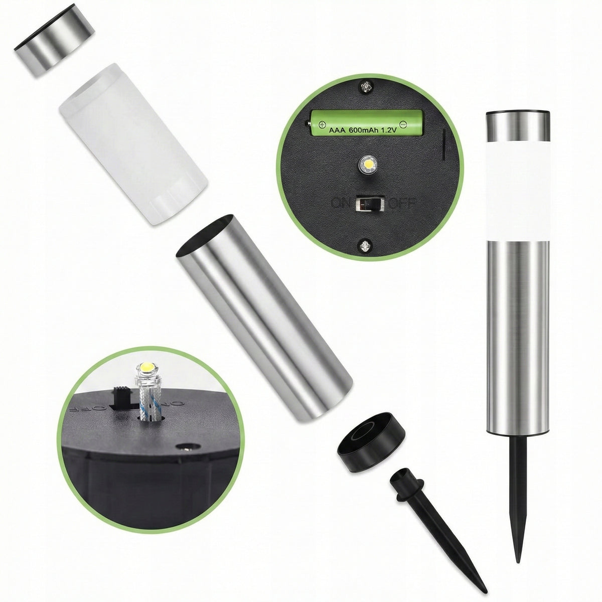 LED solární zápichové svítidlo 38 cm, IP44