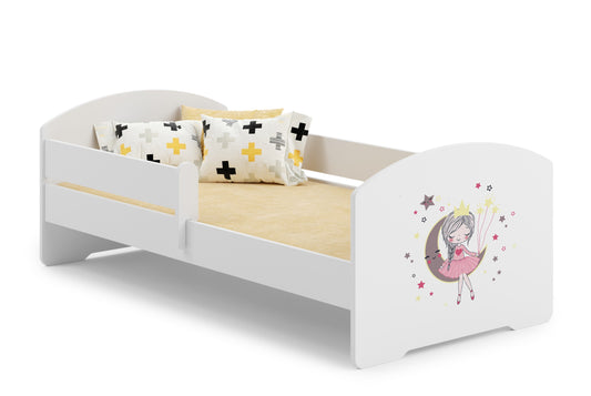Dětská postel LUK 160 × 80 cm s ochrannou zábranou – motiv spící princezna