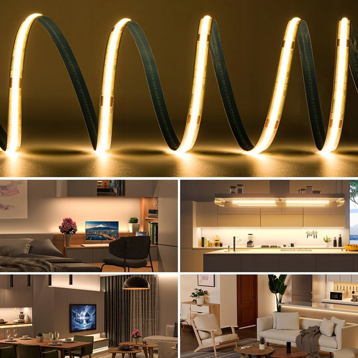 Bílý LED pásek 12 V, 10 W, 1100 lm, 1 m – teplá bílá