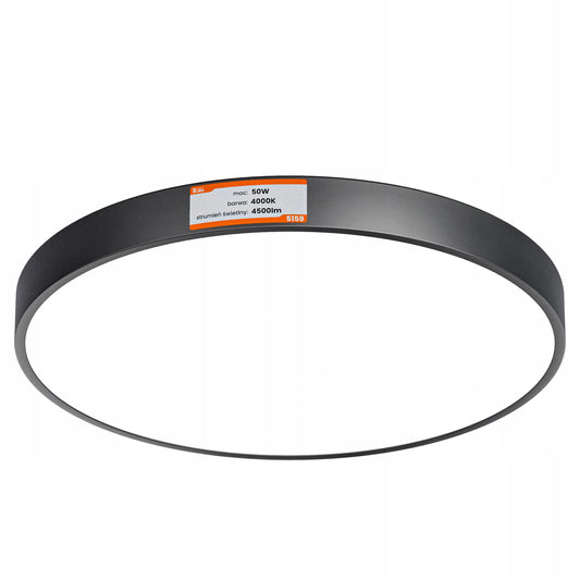Černé kulaté stropní LED svítidlo 50 W, 50 cm