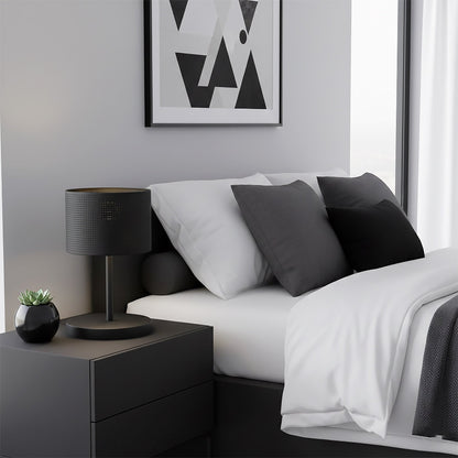 Stolní lampa LUX LN1 – černá, černé textilní stínidlo