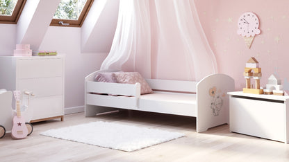 Dětská postel LUK 140 × 70 cm s ochrannou zábranou – motiv slůně