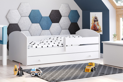 Dětská postel LUK 180 × 80 cm s úložným šuplíkem a ochrannou zábranou