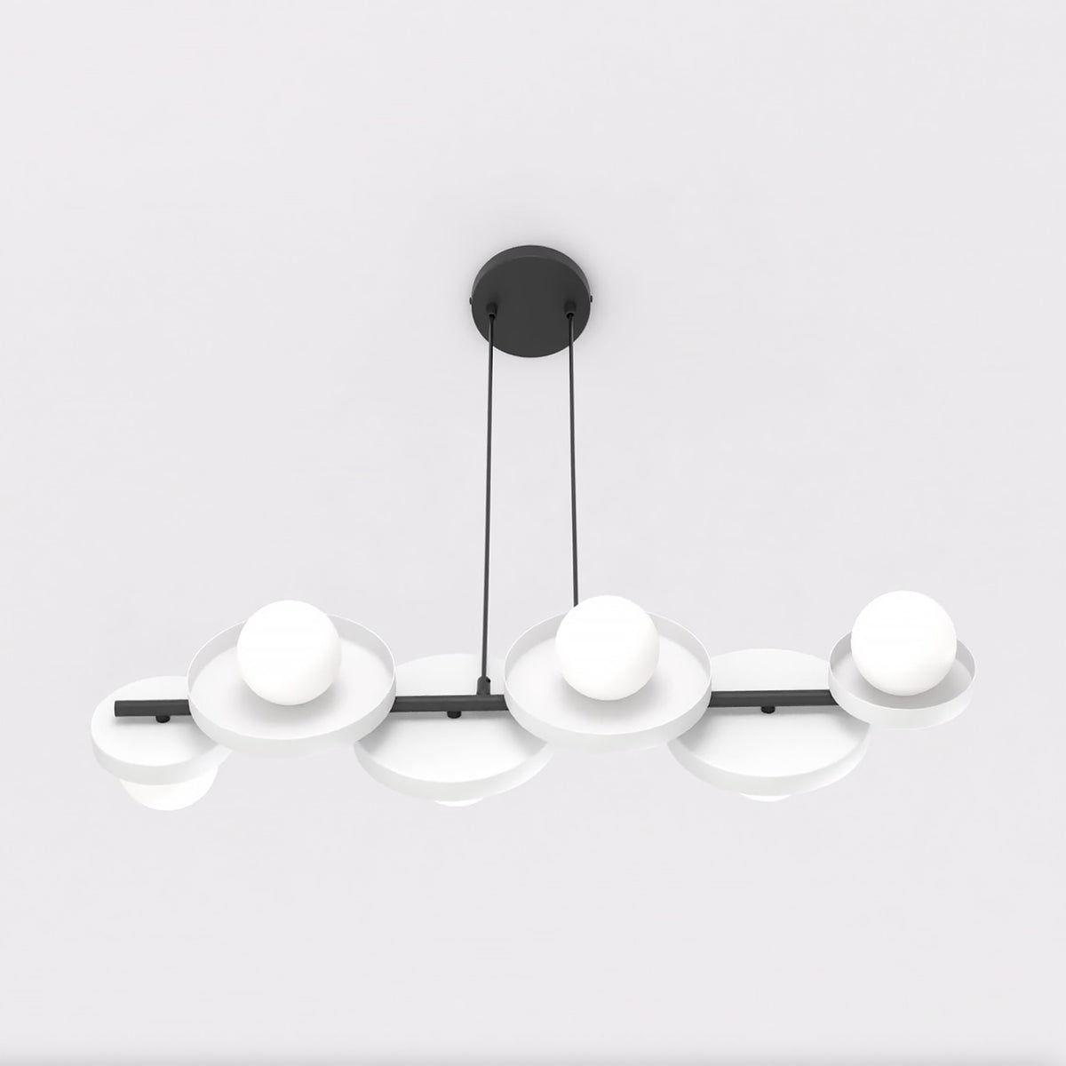 Závěsné svítidlo MODEL 6 – černé / bílé, bílé sklo