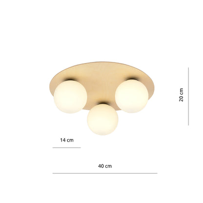 Stropní svítidlo KENZO 3B – hnědé, bílé sklo