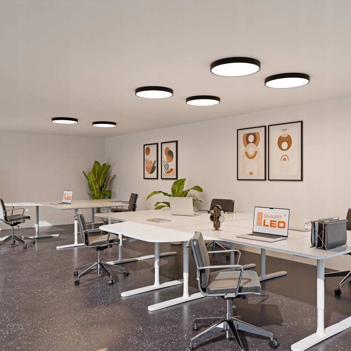 Černé kulaté stropní LED svítidlo 50 W, 50 cm