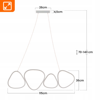 Bílé LED závěsné svítidlo 136 W – teplá bílá