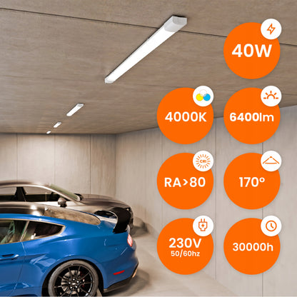 Prachotěsné LED svítidlo 40 W, 6400 lm, 120 cm, IP65