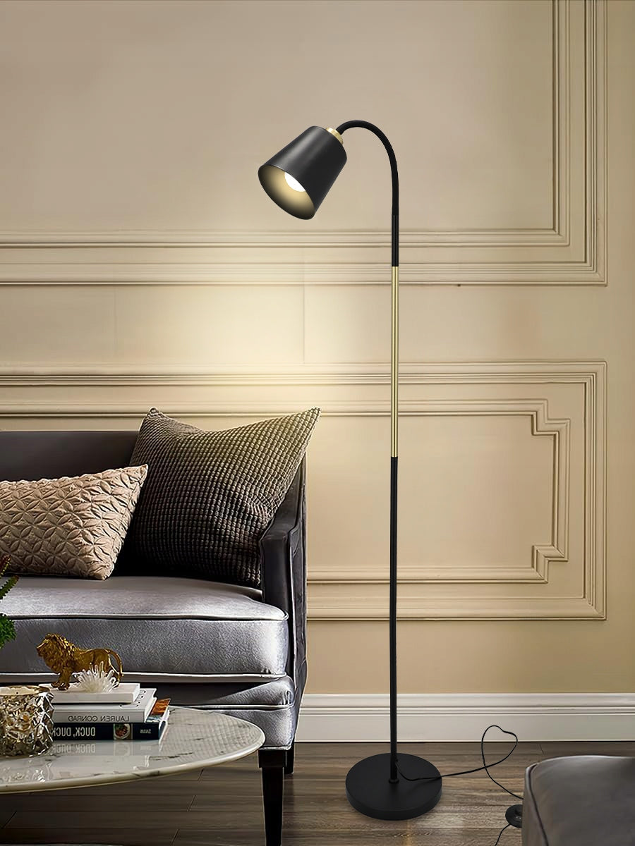 Černá stojací lampa E27, nastavitelná