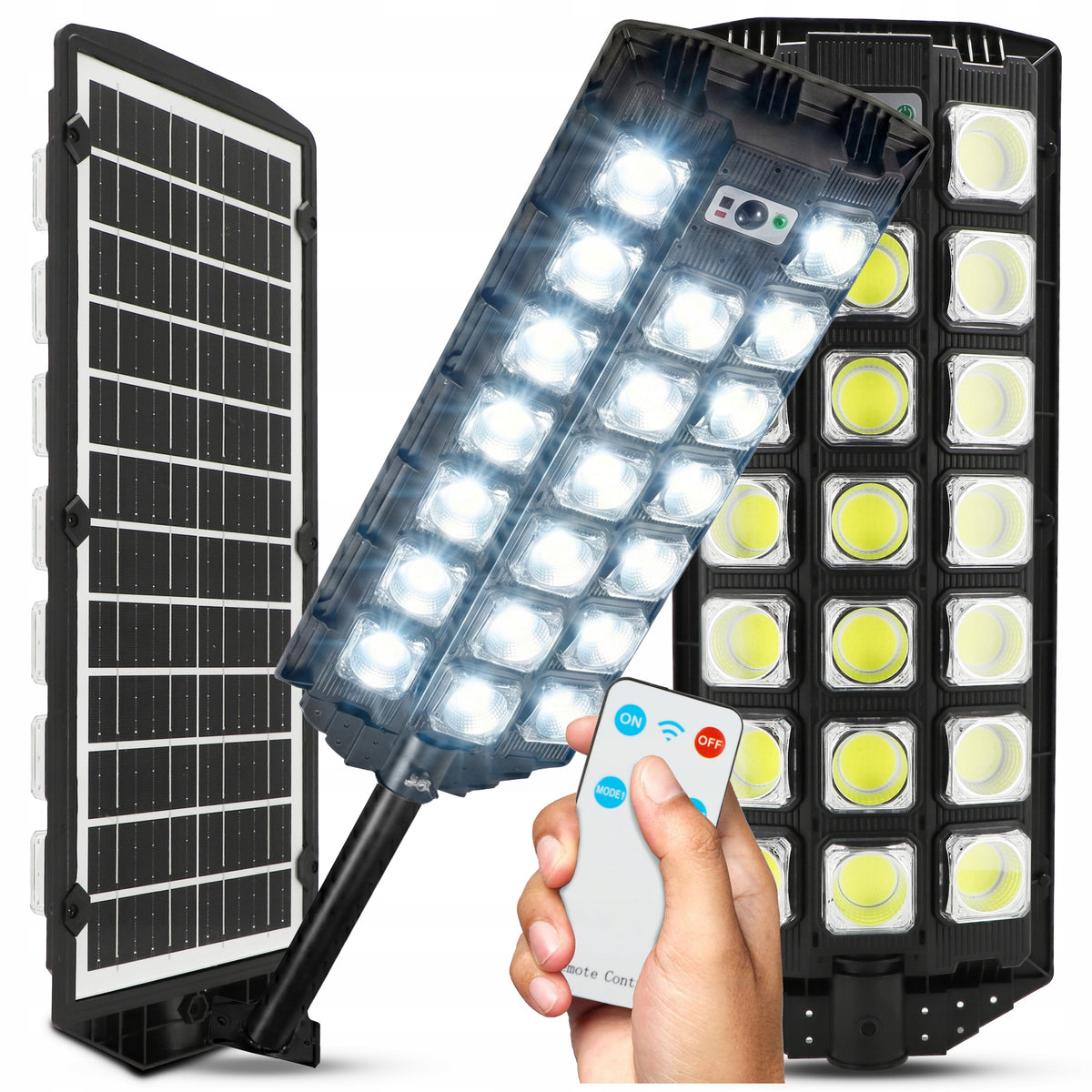 LED solární pouliční svítidlo 6500 K – studená bílá, IP65
