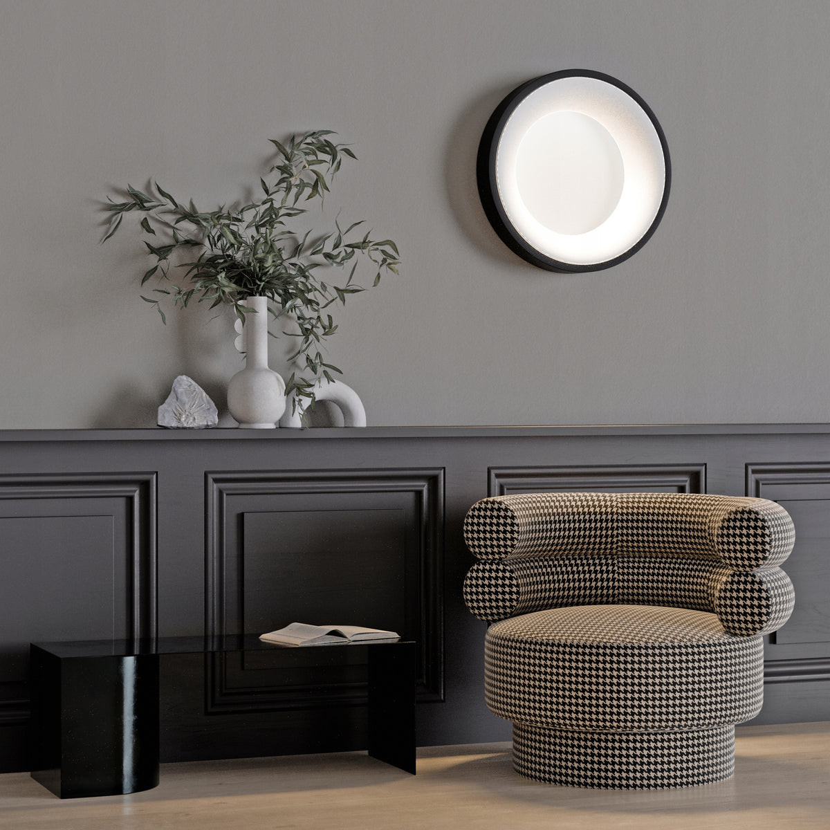 Černé kulaté stropní LED svítidlo 50 W, 4000 K
