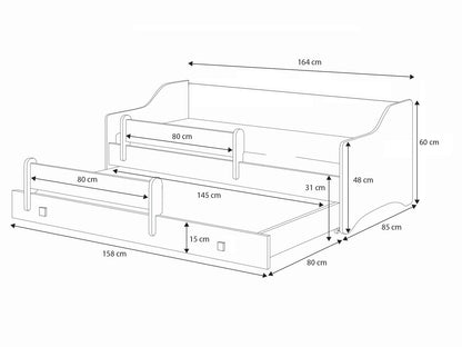 Dětská postel se dvěma lůžky ERIK 160 × 80 cm – bílé úchytky
