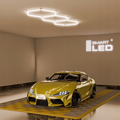 LED HEXAGON osvětlení do garáže 128 W, 248 × 97 cm