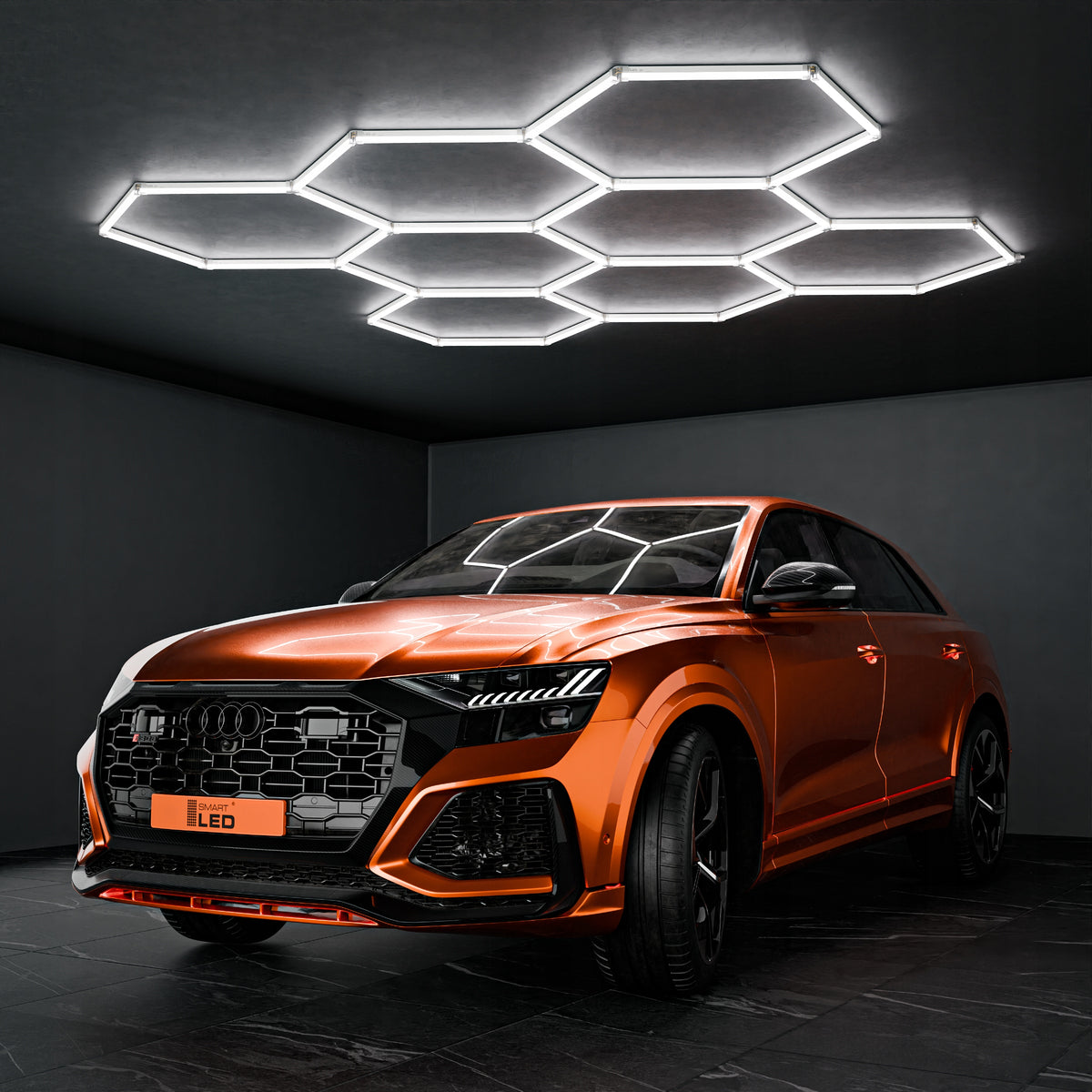 LED HEXAGON osvětlení do garáže 313 × 298 cm