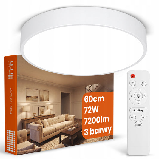 Bílé kulaté stropní LED svítidlo 72 W, 7200 lm, 60 cm, stmívatelné, CCT