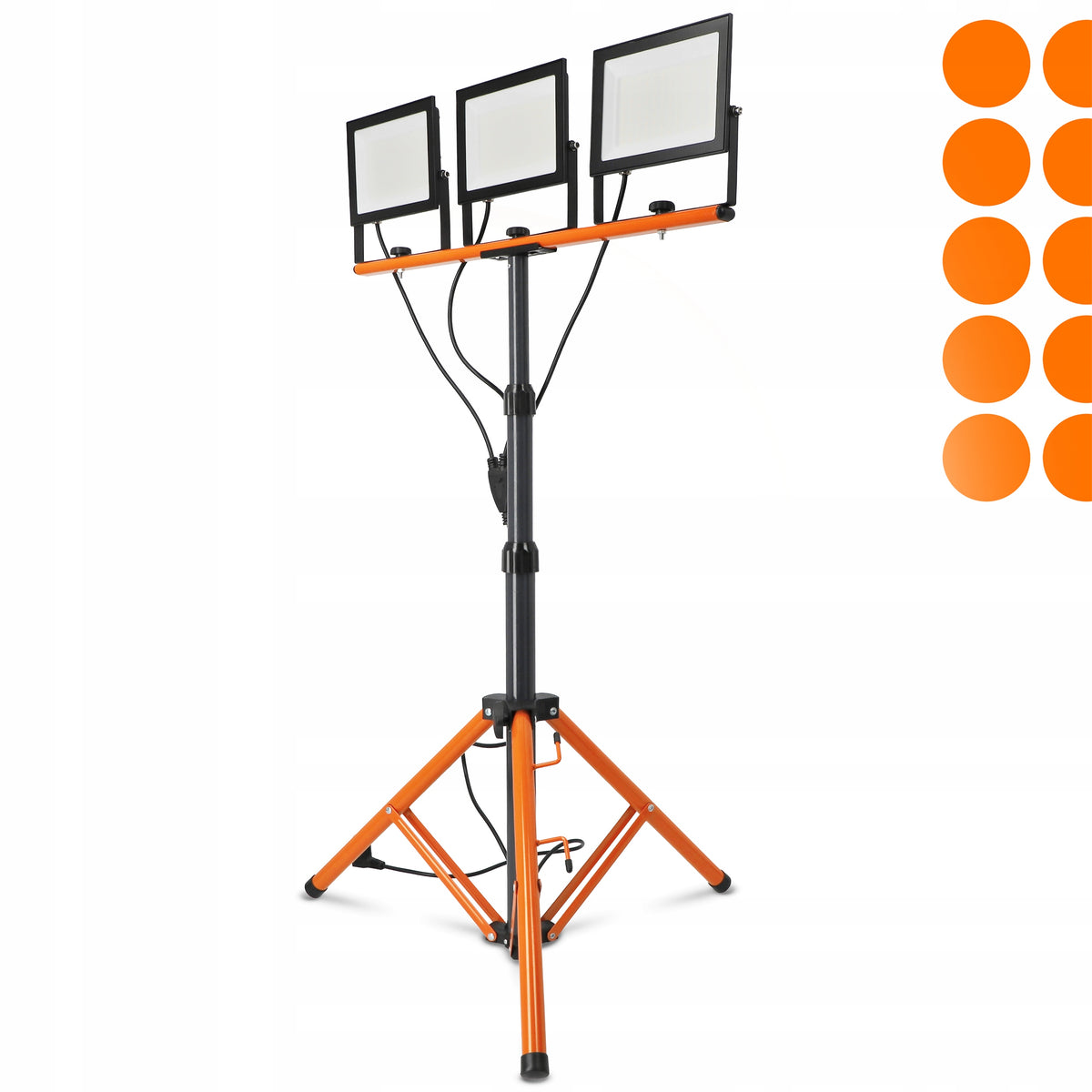 LED pracovní reflektor na stativu 3 × 100 W, 33 000 lm, 4500 K, IP65, výška 180 cm